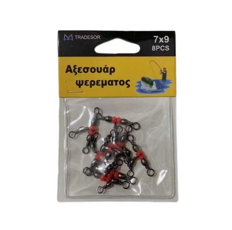 Τριπλά στριφτάρια αλιείας με κόκκινες χάντρες