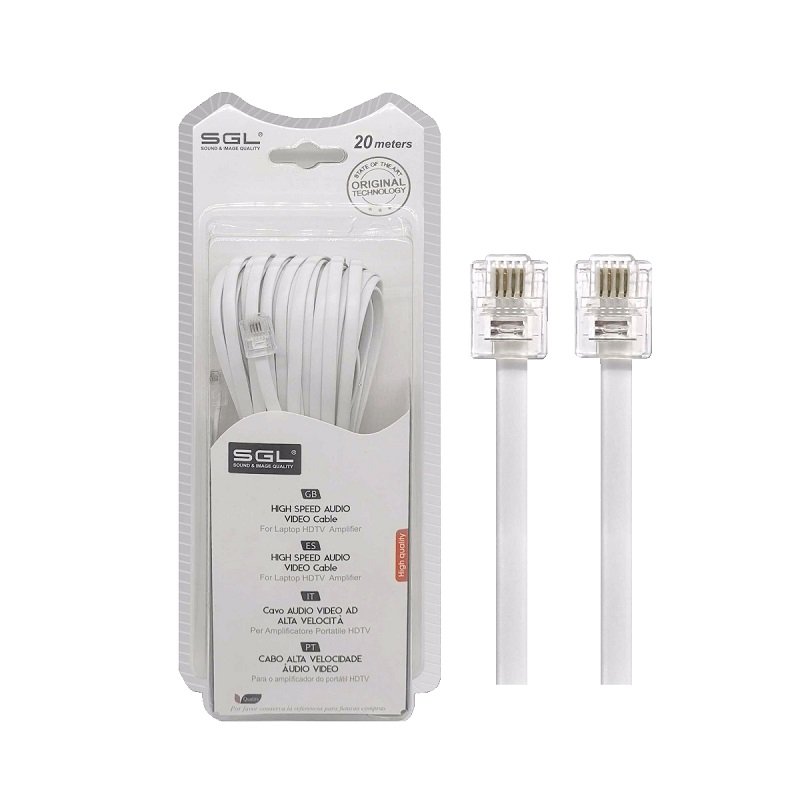 Τηλεφωνικό καλώδιο 6P4C μήκους 20 μέτρων