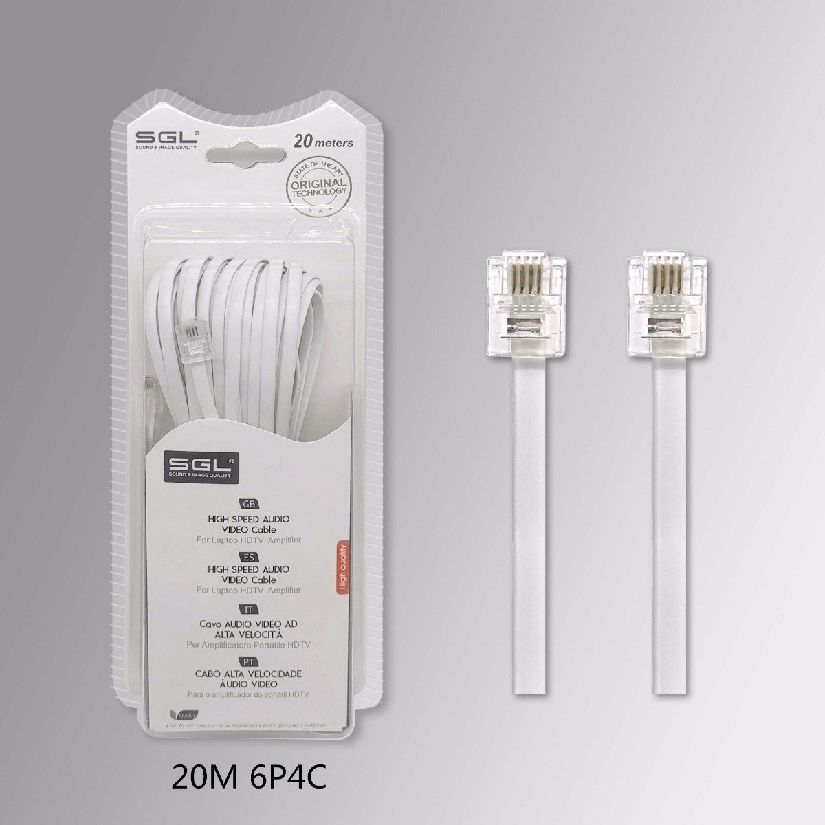 Τηλεφωνικό καλώδιο 6P4C μήκους 20 μέτρων