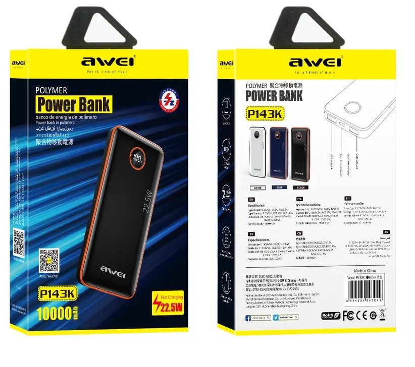 Powerbank - 10.000mah - 22.5W - P143K - Awei - 888612 - Image 4