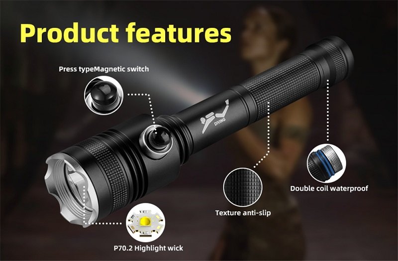 Επαναφορτιζόμενος καταδυτικός φακός LED - XP-021 - 200187 - Image 4