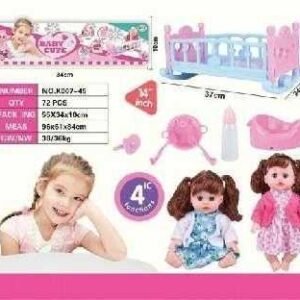 Κούκλα με κρεβατάκι και αξεσουάρ φροντίδας - K007-45 - 345359