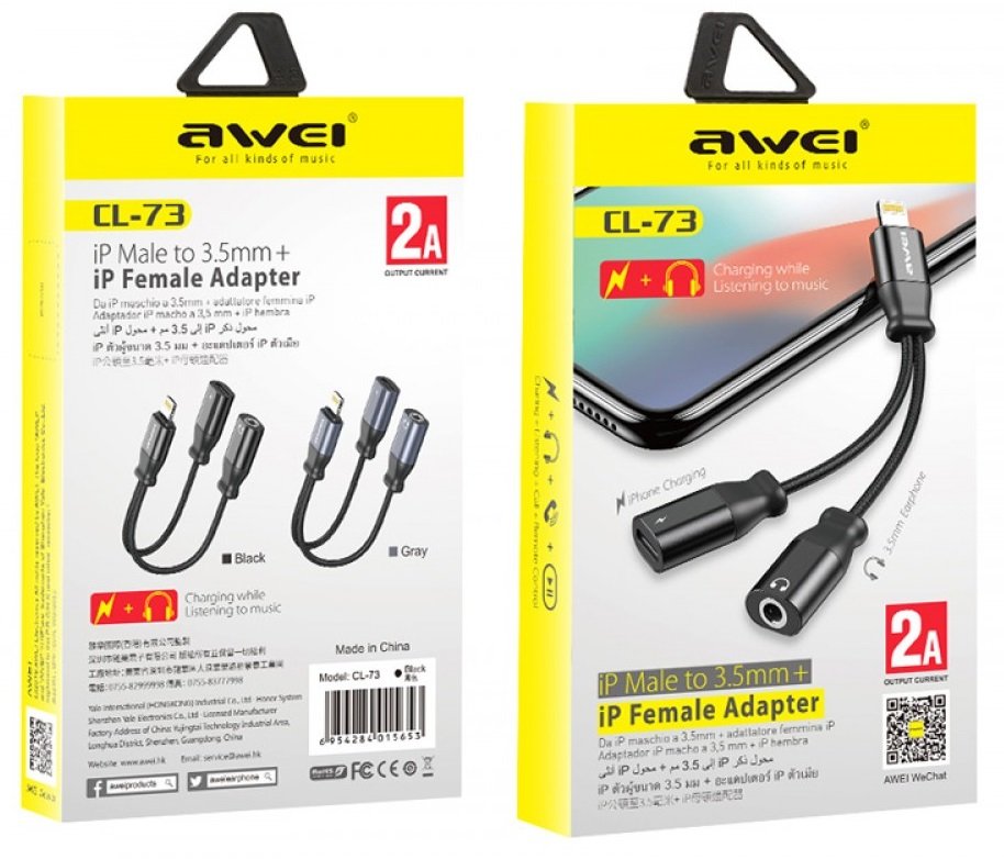Αντάπτορας Lightning male σε Jack 3.5mm/Lightning female - CL-73 - AWEI - 888148 - Image 4