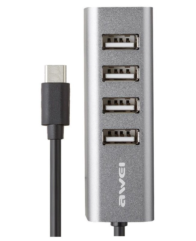 Αντάπτορας USB 2.0 Hub με 4 θύρες - Type-C - CL-122T - AWEI - 888070 - Image 3