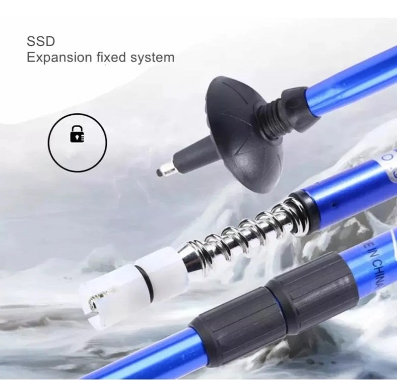 Τηλεσκοπικό μπαστούνι ορειβασίας με φακό - Μπατόν -138339 - Black - Image 4