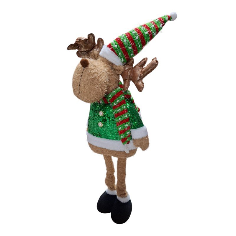 Χριστουγεννιάτικη λούτρινη κούκλα Τάρανδος με πτυσσόμενα πόδια - MY93101C - 501500