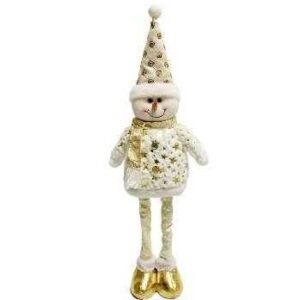 Χριστουγεννιάτικη λούτρινη κούκλα Χιονάνθρωπος με πτυσσόμενα πόδια - MT94101B - 501470