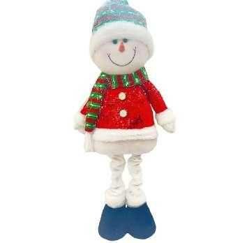 Χριστουγεννιάτικη λούτρινη κούκλα Χιονάνθρωπος με πτυσσόμενα πόδια - MY93102B - 501432