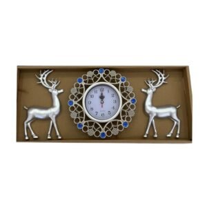 Ρολόι τοίχου με διακοσμητικά ελάφια - 3pcs - 907-5 - 390752 - Silver