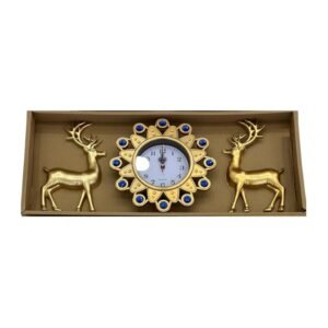 Ρολόι τοίχου με διακοσμητικά ελάφια - 3pcs - 917-5 - 391759 - Gold
