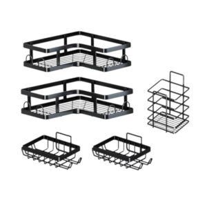 Επιτοίχια ράφια μπάνιου σε σετ 5Χ - 2155 - 170141 - Black