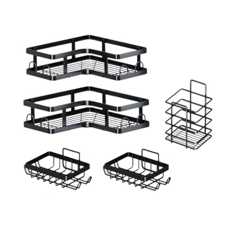 Επιτοίχια ράφια μπάνιου σε σετ 5Χ - 2155 - 170141 - Black