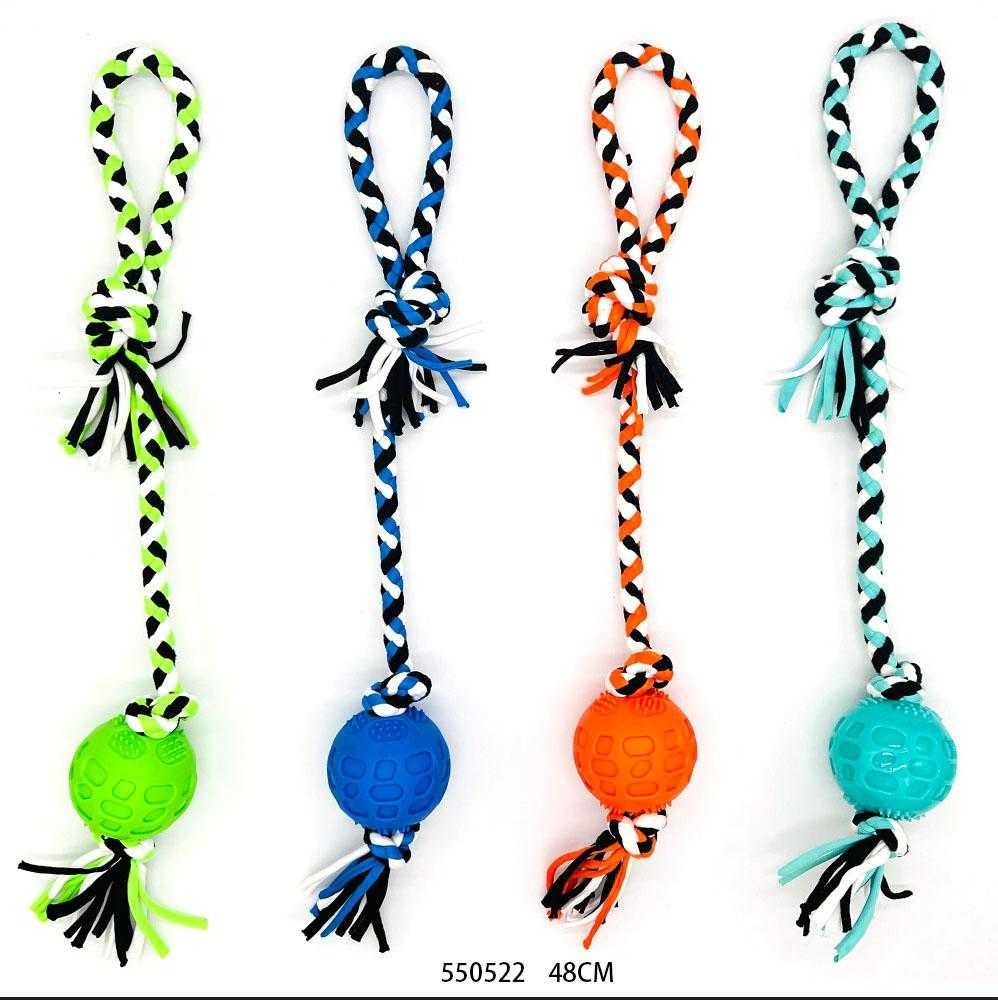 Υφασμάτινο παιχνίδι σκύλου με μπάλα 48cm σε ποικιλία χρωμάτων