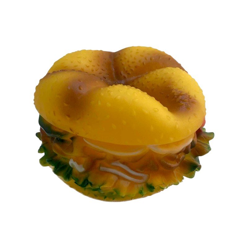 Παιχνίδι σκύλου Latex Burger σε έντονα χρώματα.