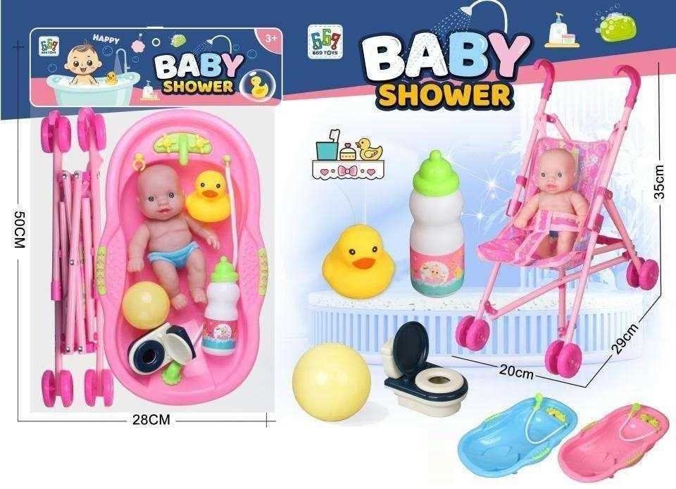 Κούκλα μωρό με σετ μπάνιου και καροτσάκι - 669-702B1 - 215562 - Image 3