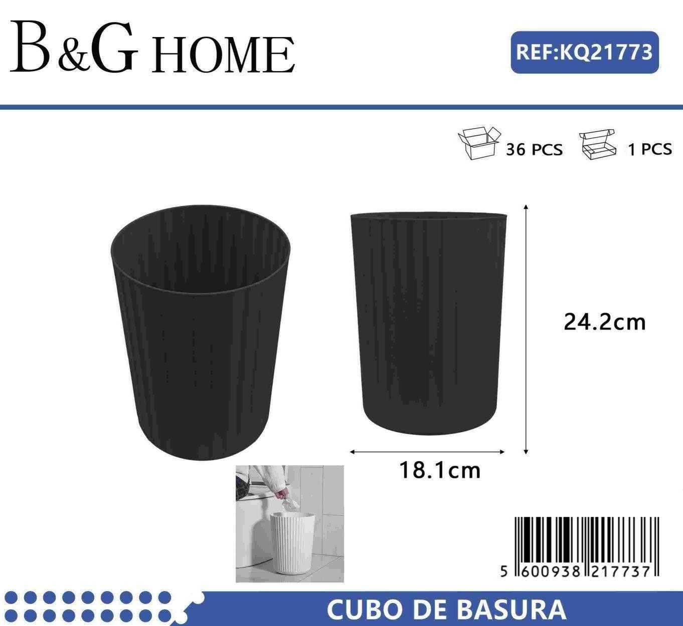 Κάδος απορριμμάτων μπάνιου πλαστικός - Black - 21773 - Image 3