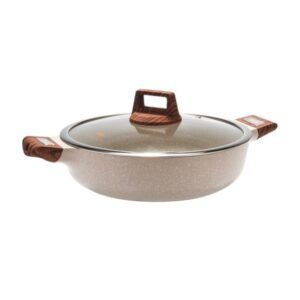 Ρηχή κατσαρόλα αντικολλητική με καπάκι - 2.7L - CA005-BS24-Beige - DSP - 563974