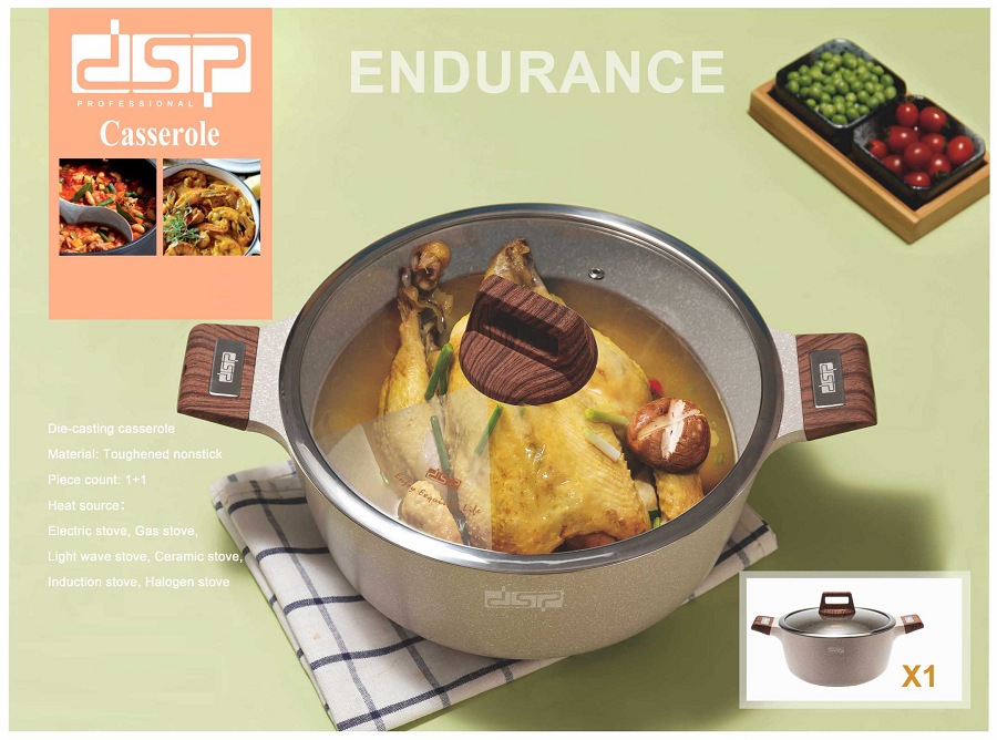 Κατσαρόλα αντικολλητική με καπάκι - 4.4L - CA005-B24-Beige - DSP - 567385 - Image 3