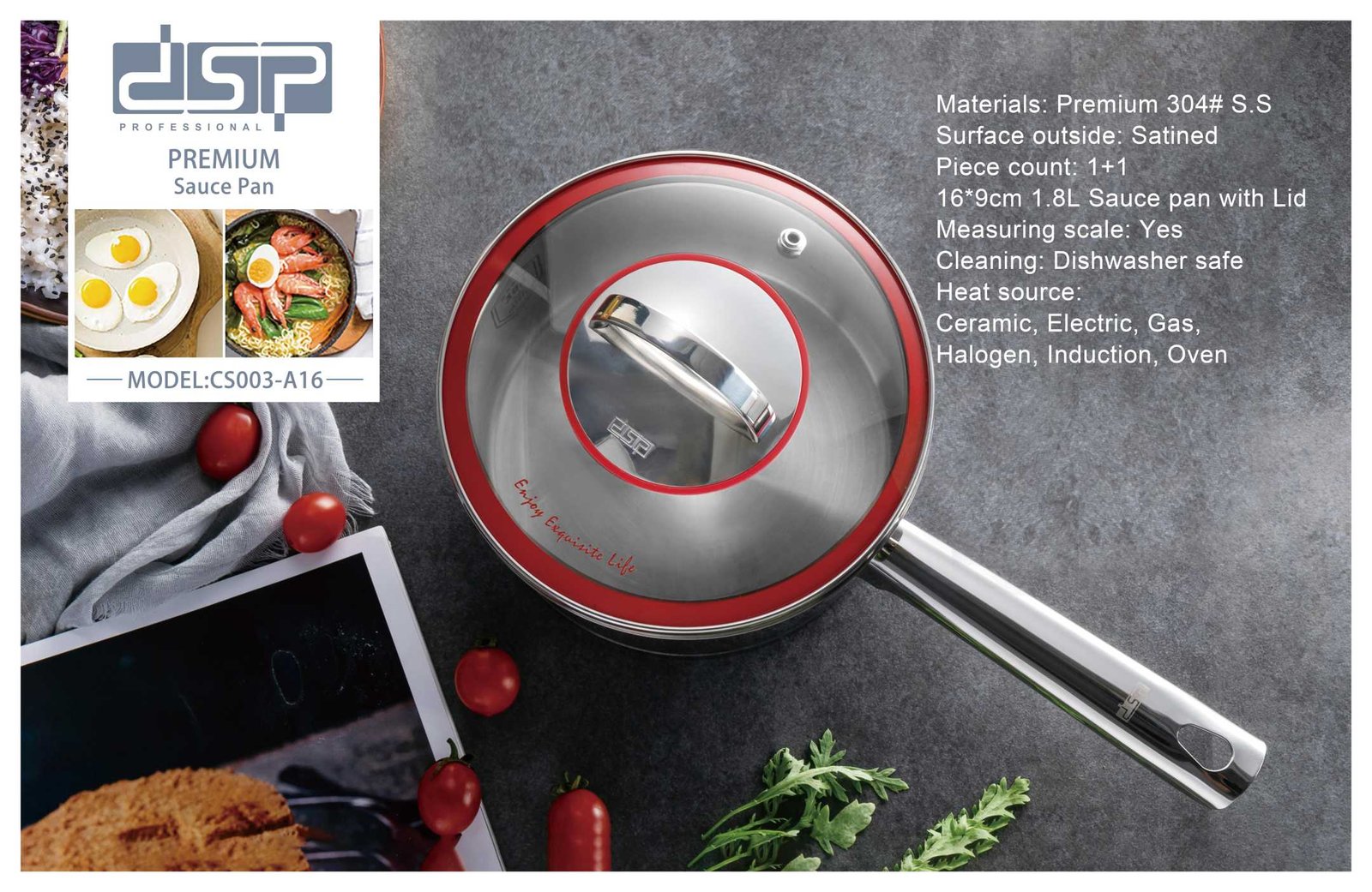 Γαλατιέρα ανοξείδωτη με καπάκι - 1.8L - CS003-A16 - DSP - 560683 - Image 3