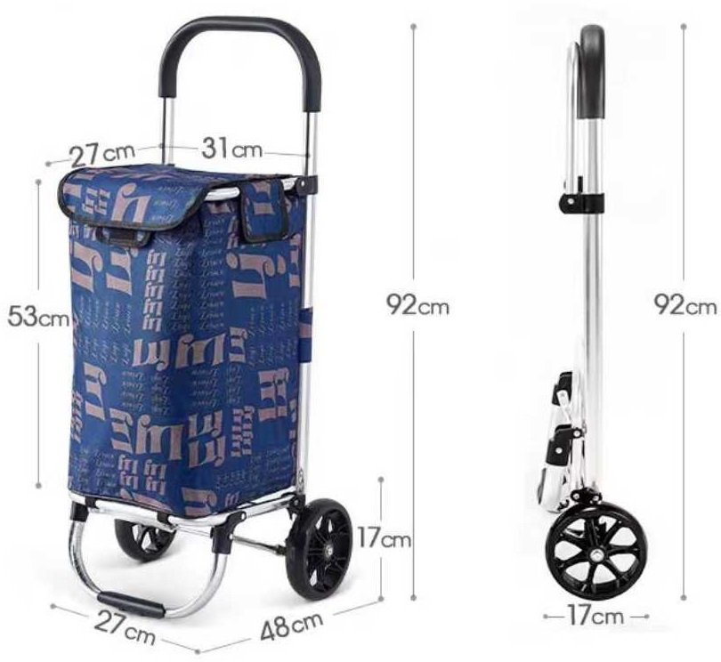 Υφασμάτινο καρότσι λαϊκής ZZ602 σε μπλε χρώμα με αδιάβροχη θήκη