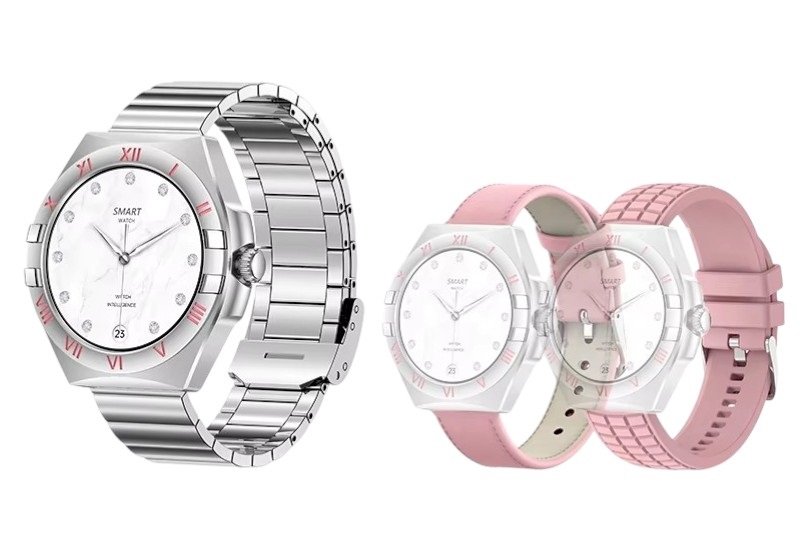 Σετ Smartwatch με 3 λουράκια - LG80 Mini - 065066 - Pink - Image 3