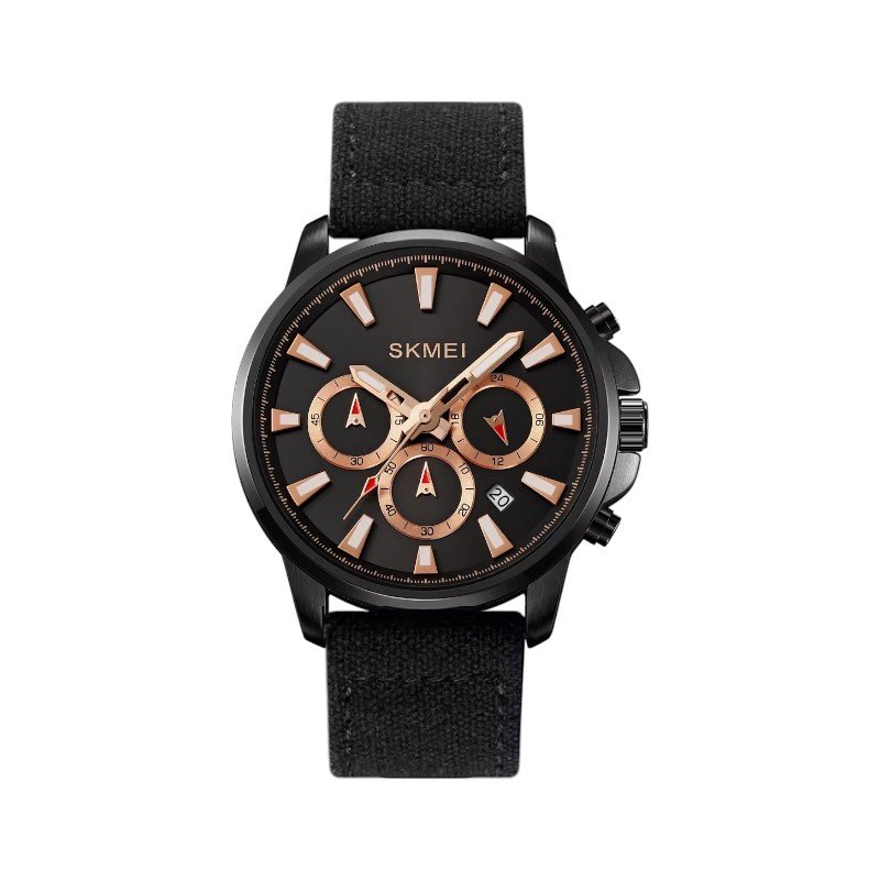 Aναλογικό ρολόι χειρός – Skmei - 2071 - Υφασμάτινο λουρί - Black/Gold