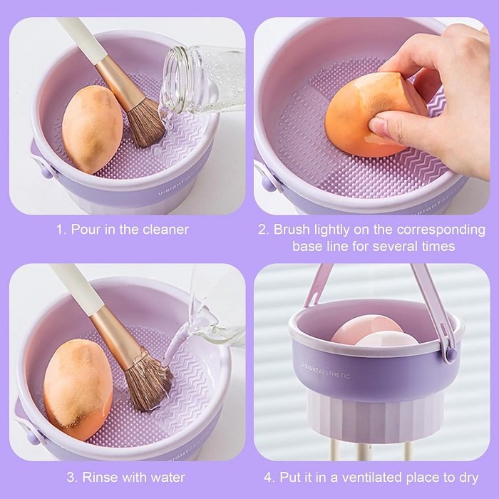 Βάση καθαρισμού και τοποθέτησης πινέλων μακιγιάζ - LD1015 - 292216 - Purple - Image 3