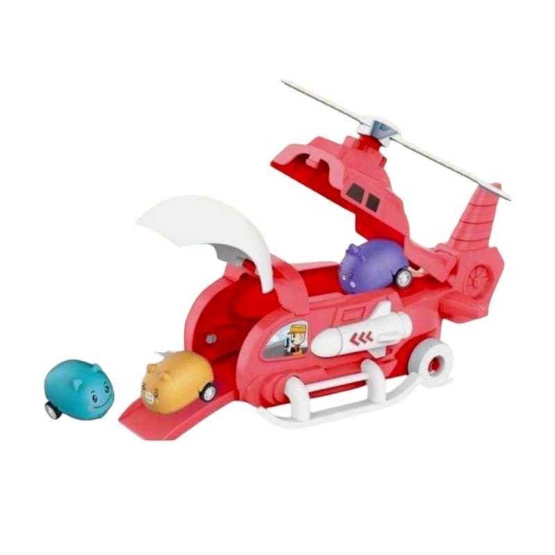 Σετ οχήματα ζωάκια με ελικόπτερο αποθήκευσης & αξεσουάρ - 847A - 215205