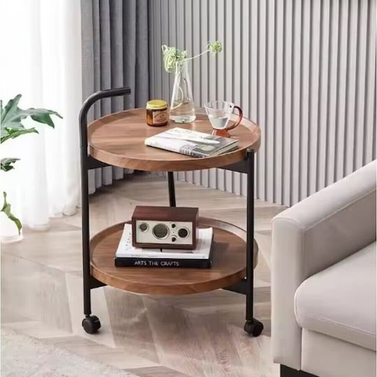 Βοηθητικό τραπεζάκι τρόλεϊ διώροφο με μεταλλικό σκελετό