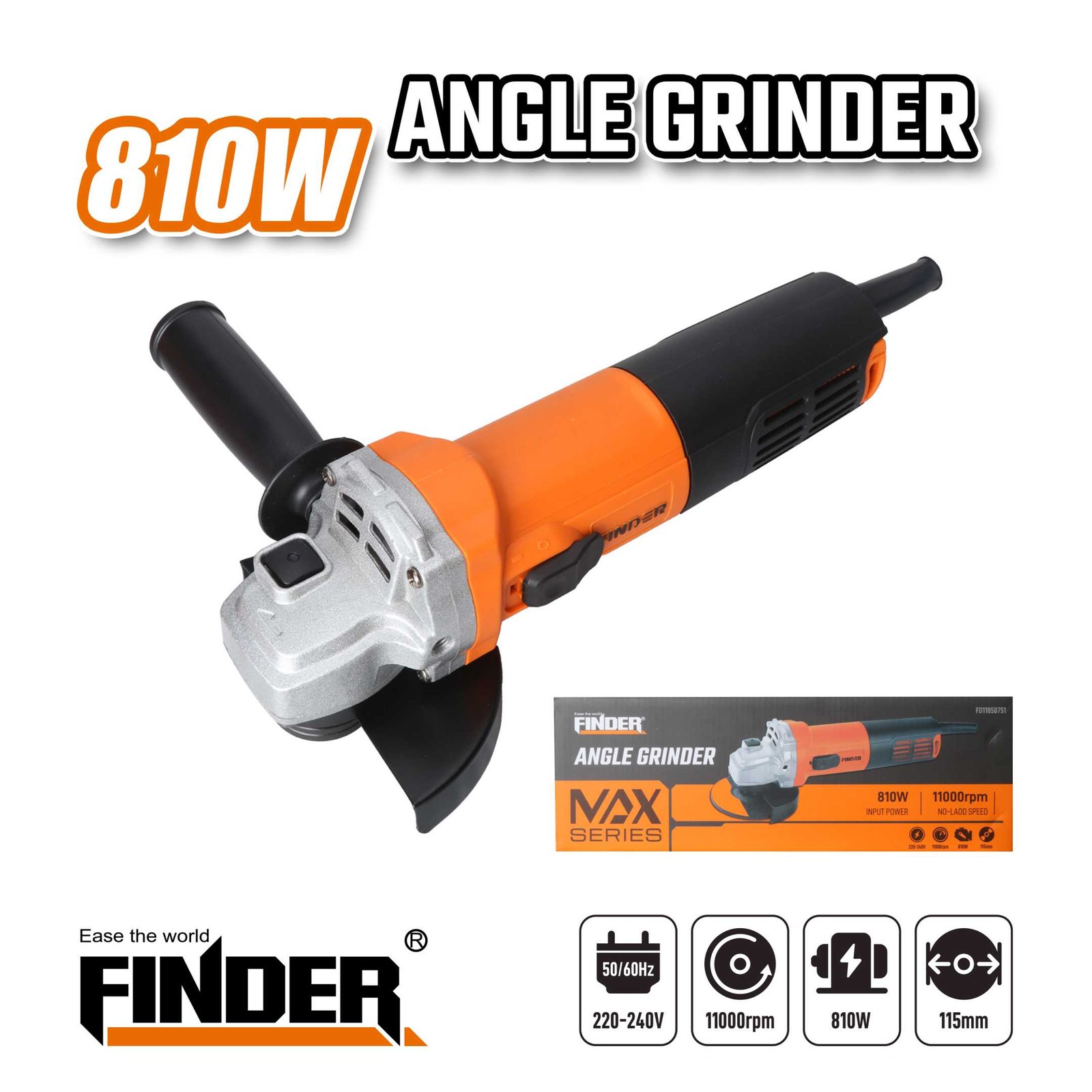 Γωνιακός τροχός - 115mm - 810W - Finder - 197448 - Image 3