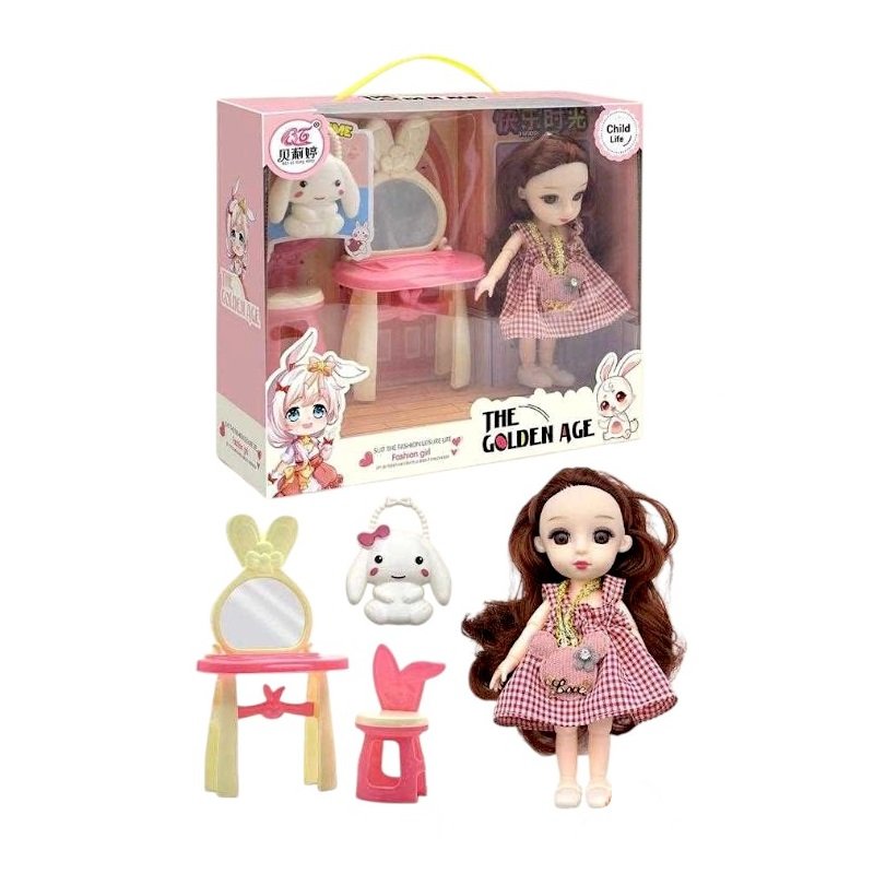 Σετ Vintage κούκλας με μπουντουάρ ομορφιάς