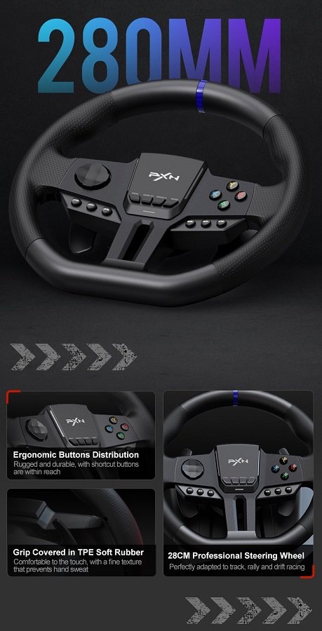 Σετ τιμονιέρα gaming με πετάλια - PXN-V900 - 900999 - Image 3