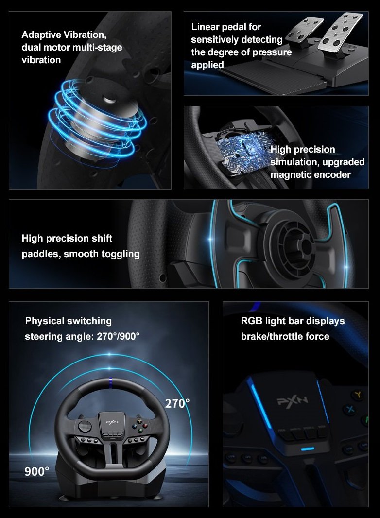 Σετ τιμονιέρα gaming με πετάλια - PXN-V900 - 900999 - Image 4