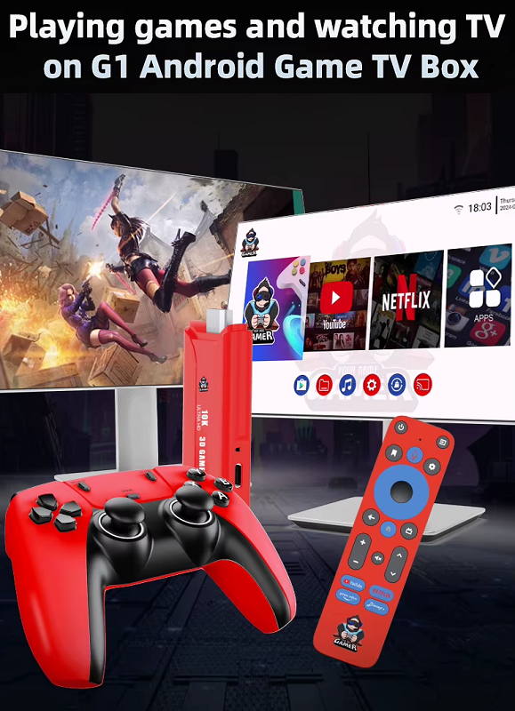 Φορητή κονσόλα παιχνιδιών Stick & Android TV Box με 2 χειριστήρια - G1 - 812938 - Image 4