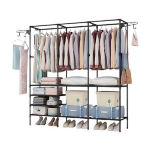 Κρεμάστρα δαπέδου με ράφια 3 στηλών - YH6602-3 - 114333 - Black