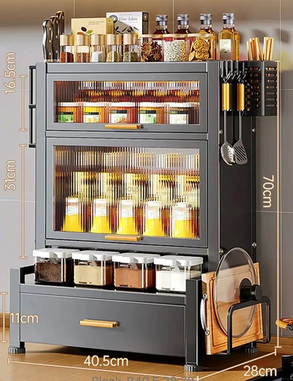 Ντουλάπι οργάνωσης κουζίνας τριώροφο - 11909 - 114036 - Black - Image 3