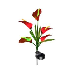 Φωτιζόμενα διακοσμητικά λουλούδια LED με ηλιακό πάνελ σε κόκκινο χρώμα