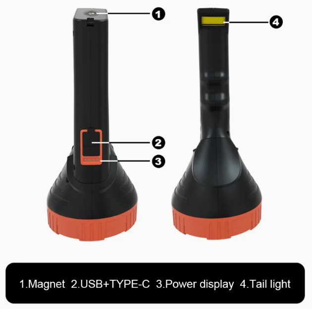 Επαναφορτιζόμενος φακός LED model 88069 σε κόκκινο και μαύρο χρώμα