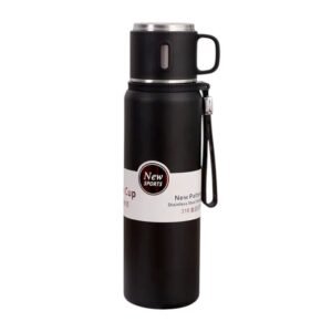 Φορητό παγούρι-θερμός με κούπα - 600ml - 312598 - Black
