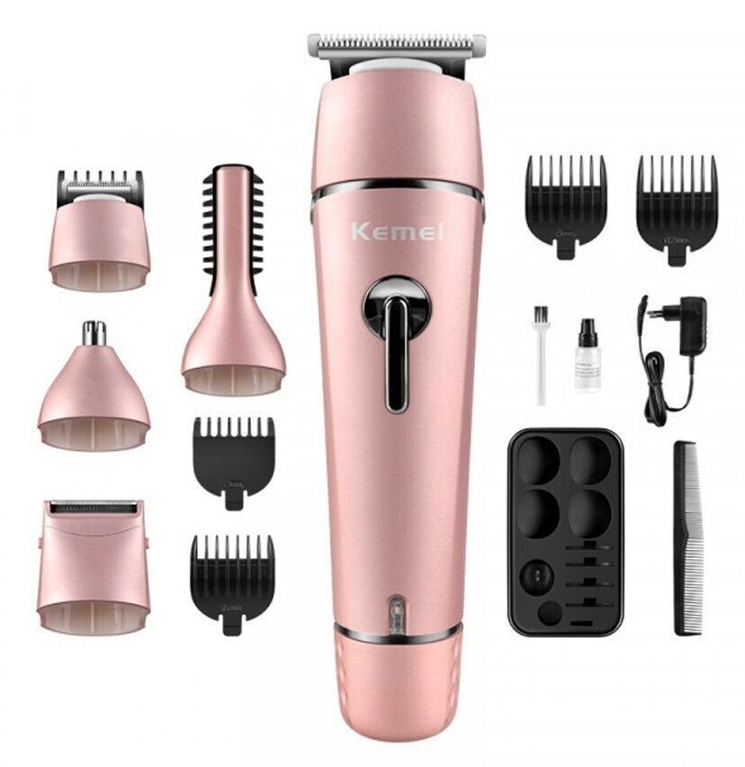 Κουρευτική μηχανή KM-1015 Kemei σε ροζ χρώμα