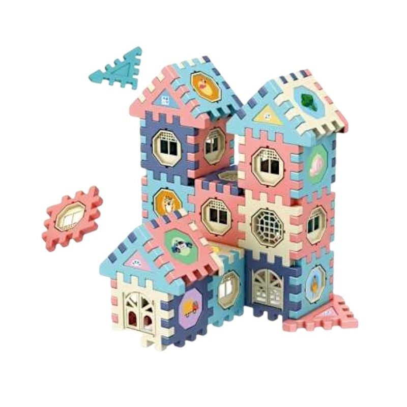 Σετ κατασκευών DIY με πολύχρωμα τουβλάκια και τσουλήθρες