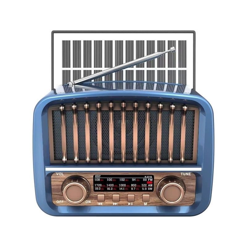 Επαναφορτιζόμενο Ραδιόφωνο Retro K-371S με ηλιακό πάνελ σε μπλε χρώμα