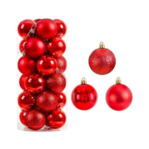 Σετ Χριστουγεννιάτικες μπάλες - 8cm - 24pcs - 326109 - Red