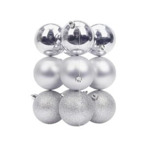 Σετ Χριστουγεννιάτικες μπάλες - 8cm - 12pcs - 326079 - Silver