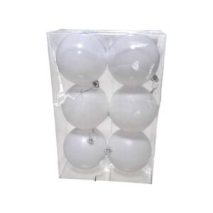 Σετ Χριστουγεννιάτικες μπάλες - 8cm - 6pcs - 326031 - White