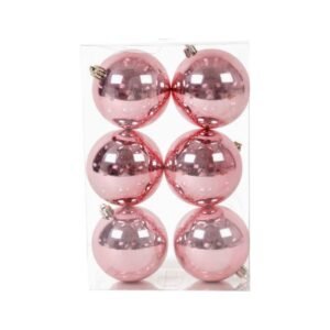 Σετ Χριστουγεννιάτικες μπάλες - 10cm - 6pcs - 326024 - Pink