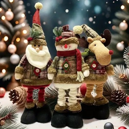 Χριστουγεννιάτικη λούτρινη κούκλα με πτυσσόμενα πόδια - 45cm - 212207 - Image 3