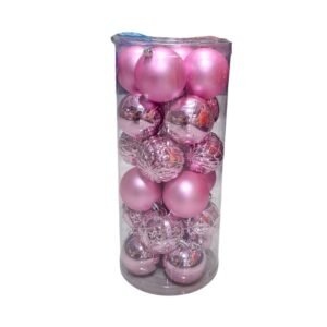 Σετ Χριστουγεννιάτικες μπάλες - 8cm - 24pcs - 326093 - Pink