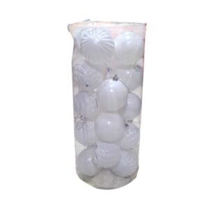 Σετ Χριστουγεννιάτικες μπάλες - 8cm - 24pcs - 326093 - White