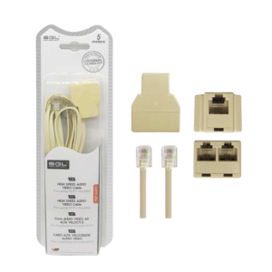 Καλώδιο γραμμής τηλεφώνου 6P4C1-2 με διακλαδωτή 2 εξόδων